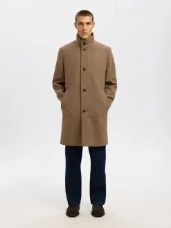 Selected miesten villakangastakki, SLHRAINAR WOOL BLEND COAT Fallen Rock