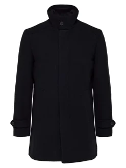 Selected Miesten Villakangastakki, REUBEN WOOL COAT NOS Musta