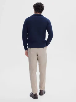 Selected neule, AXEL LS KNIT HALF ZIP Tummansininen