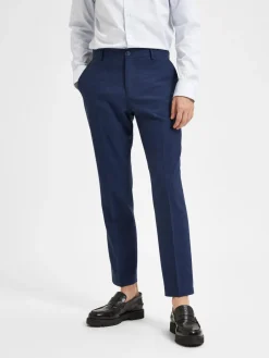 Selected pellavahousut, OASIS LINEN TROUSER Tummansininen