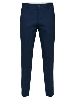 Selected pellavahousut, OASIS LINEN TROUSER Tummansininen