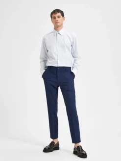 Selected pellavahousut, OASIS LINEN TROUSER Tummansininen