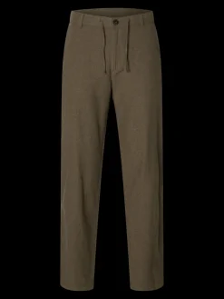 Selected pellavahousut, SLIM TAPE BRODY LINEN PANT Forest Night Mixed W. Kal