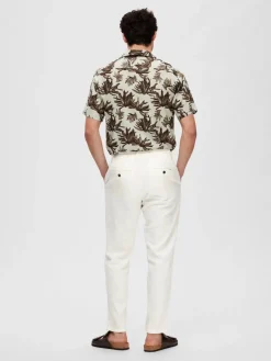 Selected pellavahousut, SLIM TAPE BRODY LINEN PANT Cloud Dancer