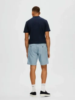 Selected shortsit, COMFORT BRODY LINEN SHORTS Sininen