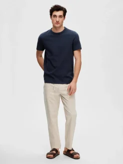 Selected t-paita, JOSEPH PIQUE SS O-NECK Tummansininen