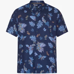 Signal miesten pikeepaita, TRAMP PRINT COTTON LINEN Sininen Kuosi