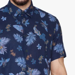 Signal miesten pikeepaita, TRAMP PRINT COTTON LINEN Sininen Kuosi