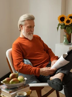 Sinnuu Miesten Neule, Wool Cashmere O Oranssi