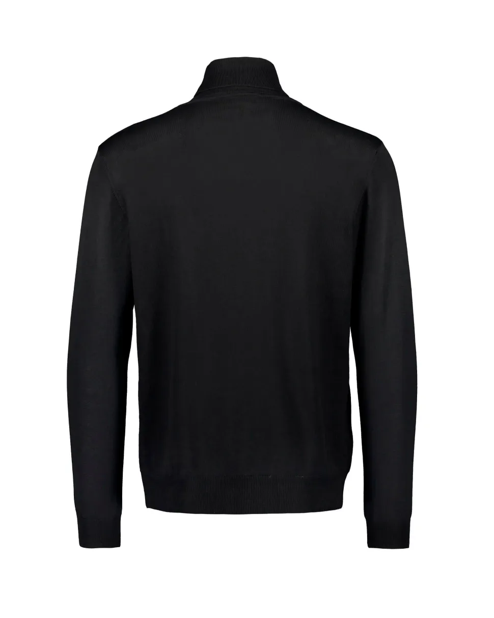 Sinnuu miesten pooloneule Rollneck Merino Wool Made in Italy, musta