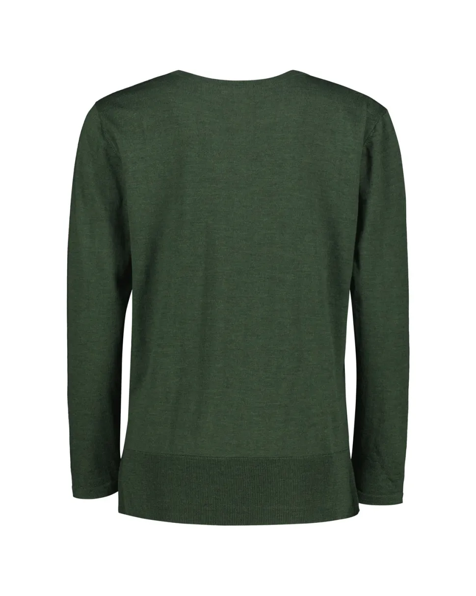 Sinnuu naisten neulepusero Laura merinoneule, tummanvihreä