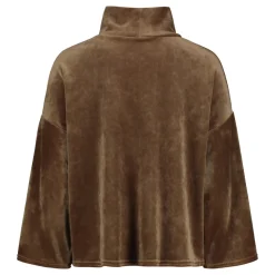 Sinnuu naisten paita Caya Velvet Sweater, tummanruskea