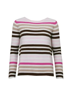 S.T.I naisten neule, PORTER KNIT Raidallinen Vaaleanpunainen