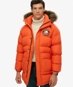 Superdry miesten parkatakki Everest Longline Baffled Parka, oranssi