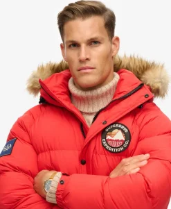Superdry Miesten Parkatakki, Everest Longline Baffled Parka Punainen