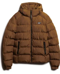 Superdry Miesten Talvitakki, Hooded Sports Puffer Jacket Konjakinruskea