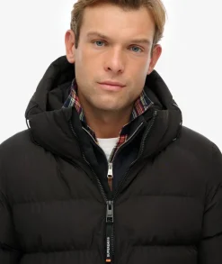 Superdry Miesten Talvitakki, Hooded Sports Puffer Jacket Musta