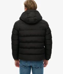 Superdry Miesten Talvitakki, Hooded Sports Puffer Jacket Musta