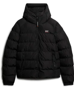 Superdry Miesten Talvitakki, Hooded Sports Puffer Jacket Musta