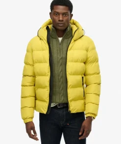 Superdry Miesten Talvitakki, Hooded Sports Puffer Jacket KELTAINEN