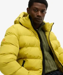 Superdry Miesten Talvitakki, Hooded Sports Puffer Jacket KELTAINEN
