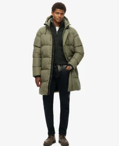 Superdry Miesten Toppatakki, Hooded Sports Puffer Mid Jkt Armeijanvihreä