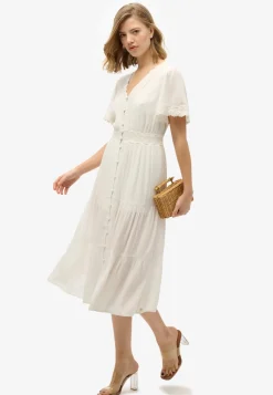 Superdry naisten mekko, Ibiza S/s Midi Tea Dress Valkoinen