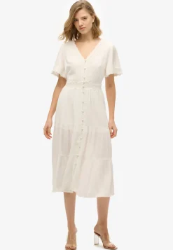 Superdry naisten mekko, Ibiza S/s Midi Tea Dress Valkoinen