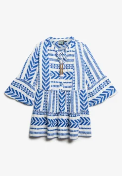 Superdry naisten mekko, Ibiza Ls Tiered Mini Dress Sininen Kuosi
