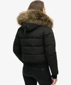 Superdry naisten takki Everest Hooded Bomber Jkt, musta