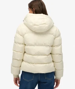 Superdry naisten takki Hooded Sports Puffer Jacket, luonnonvalkoinen