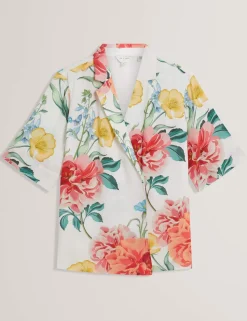 Ted Baker naisten bleiseri, NYMPHA Printed Short Sleeve Blazer Valkopohjainen Kuosi