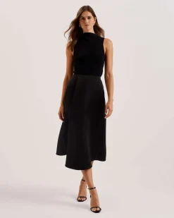 Ted Baker Naisten Hame, ERVA ASYMMETRIC SATIN WRAP MIDI SKIRT Musta