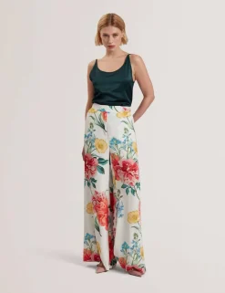 Ted Baker naisten housut, NYMPHAT Printed Trouser Valkopohjainen Kuosi