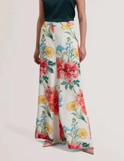 Ted Baker naisten housut, NYMPHAT Printed Trouser Valkopohjainen Kuosi