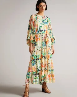 Ted Baker Naisten Maksimekko KIYRIE DRESS Valkopohjainen Kuosi