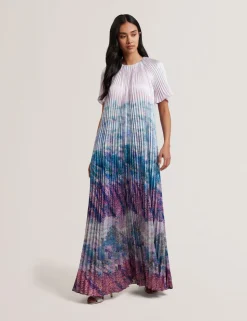 Ted Baker naisten maximekko, DEELIAA Short Sleeve Pleated Maxi Dress Vaaleanpunainen Kuosi