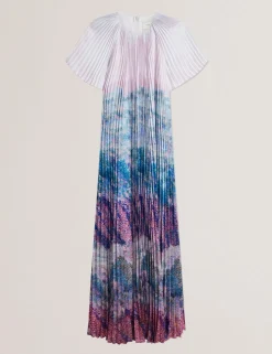 Ted Baker naisten maximekko, DEELIAA Short Sleeve Pleated Maxi Dress Vaaleanpunainen Kuosi