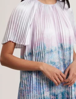 Ted Baker naisten maximekko, DEELIAA Short Sleeve Pleated Maxi Dress Vaaleanpunainen Kuosi