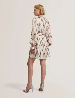 Ted Baker naisten mekko, CUIABA neck Mini Dress Valkopohjainen Kuosi