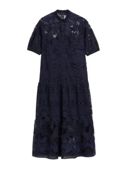 Ted Baker Naisten Mekko, XATIVA laced midi Shirt Dress With Puff Tummansininen