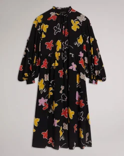 Ted Baker Naisten Mekko YVIEE MIDI OVERSIZE DRESS Musta Kuosi