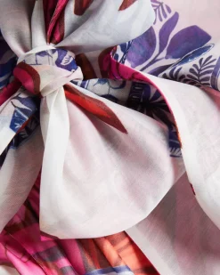 Ted Baker Naisten Toppi, AKAKI Organza printed Tie Neck Top Valkopohjainen Kuosi