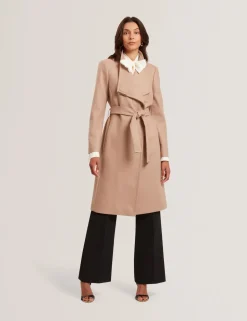 Ted Baker naisten villakangastakki, ROSE MID LENGHT BELTED WOOL COAT Kameli