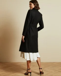 Ted Baker Naisten Villakangastakki, Rose Midi Wool Wrap Coat Musta