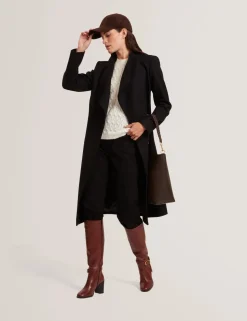 Ted Baker naisten villakangastakki, ROSE MID LENGHT BELTED WOOL COAT Musta