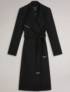 Ted Baker naisten villakangastakki, ROSE MID LENGHT BELTED WOOL COAT Musta