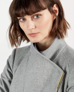 Ted Baker Naisten Villakangastakki, Rose Midi Wool Wrap Coat Vaaleanharmaa