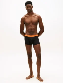 Tommy Hilfiger bokserit 3P Trunk WB Black Orange Blue, musta