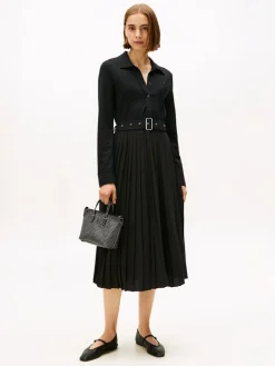 Tommy Hilfiger Interlock Mix Media Polo Dress, musta